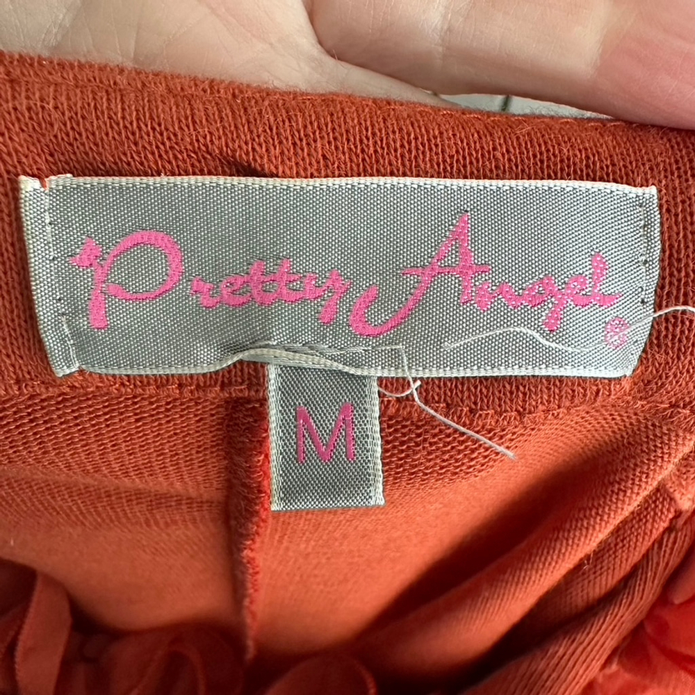 Pretty Angel Orange Button Cardigan Chiffon Ruffle Lace Beaded Cottage Size M - Picture 14 of 14